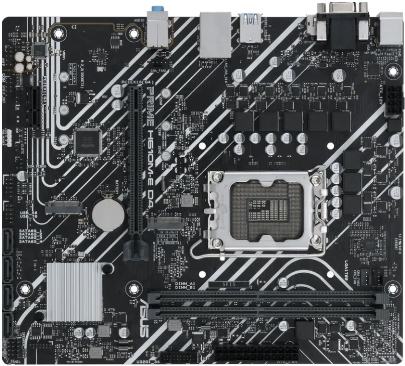Материнская плата ASUS PRIME H610M-E D4-CSM Retail (Intel H610, S-1700, mATX, 2xDDR4-3200, 4xSATA, 2xM.2, 1Gb, 1xPCIEx16, 1xPCIEx1, D-SUB/HDMI/DP)