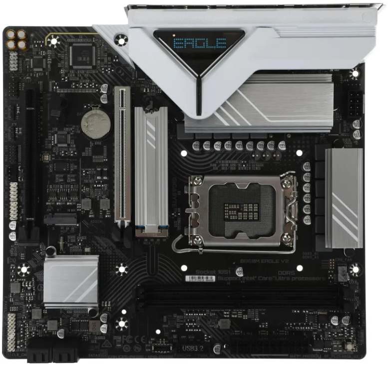 Материнская плата Gigabyte B860M EAGLE V2 Retail (Intel B860, S-1851, mATX, 2xDDR5-9066*, 4xSATA, 2xM.2, 2xPCIEx16, 2.5Gb LAN, HDMI/DP)