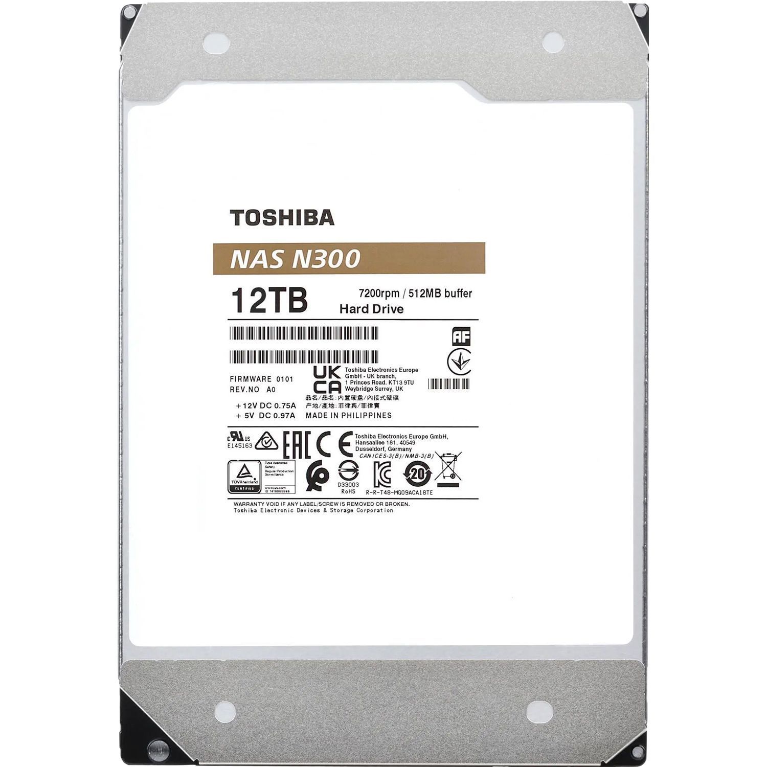 Жесткий диск Toshiba N300 NAS 12Tb (HDWG51CXZSTA)