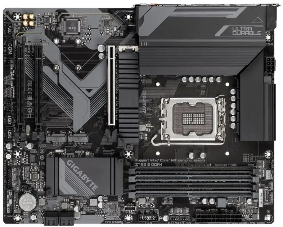 Материнская плата Gigabyte Z790 S DDR4 Retail (Intel Z790, S-1700, ATX, 4xDDR4-5333*,  4xSATA600, 3xM.2, 3xPCIEx16, 2.5Gb, HDMI/DP)
